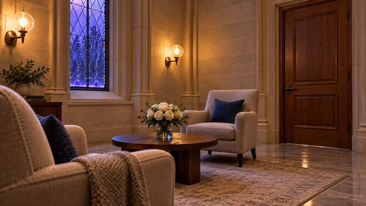Prepared scene: Private meeting room with stone walls